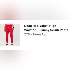 New Figs red skinny scrub pants. XXS P. Pants only